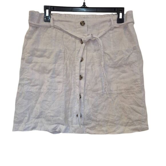 Jones NY Women's White Linen Skort w Pockets & Sash Tie - Picture 1 of 8